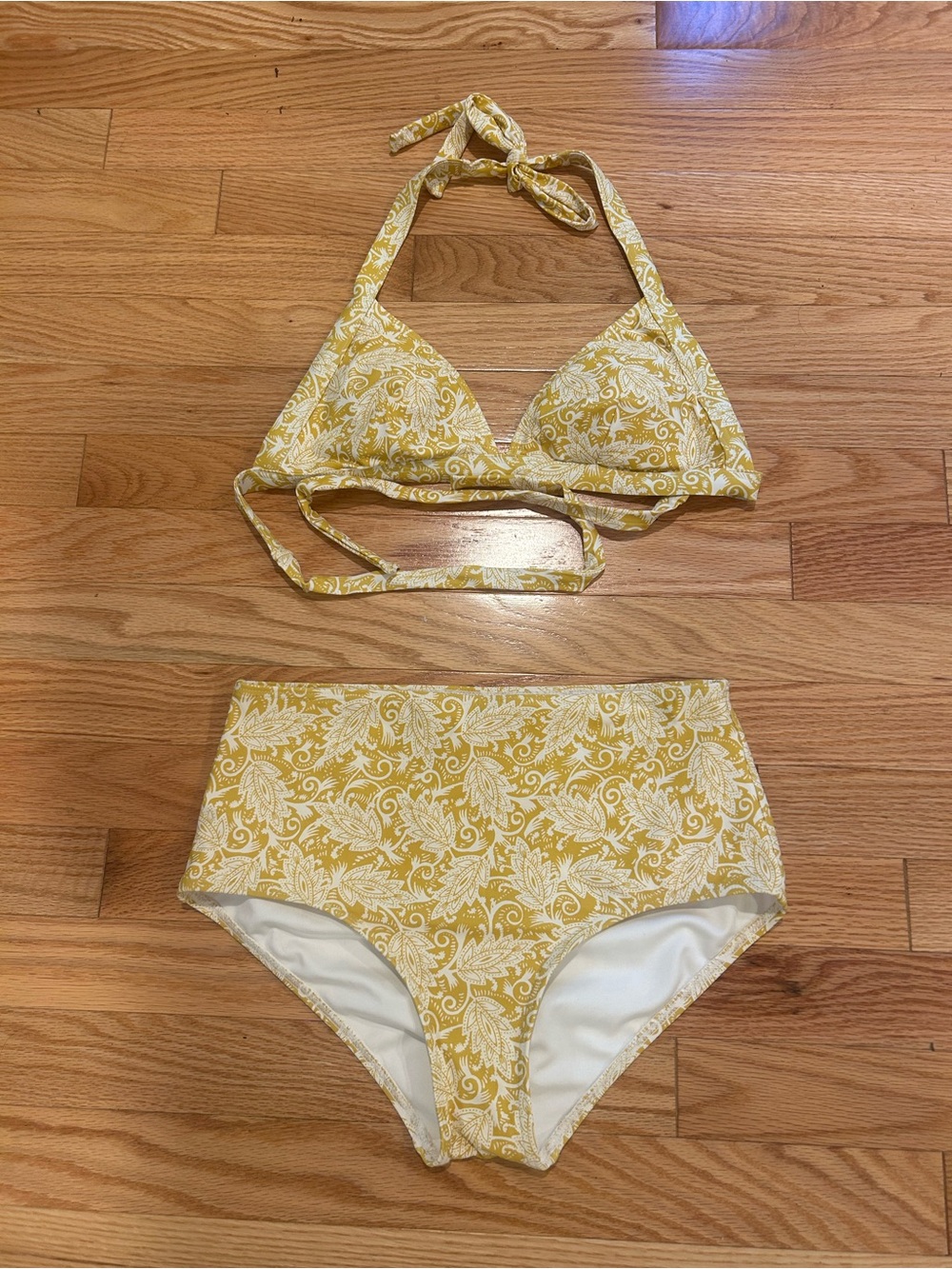 LOFT Women’s Yellow Paisley High-Waist Bikini Set